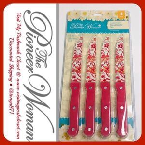 🦋 New Pioneer Woman Steak Knife Set, Patchwork Medley, 4-piece Set
